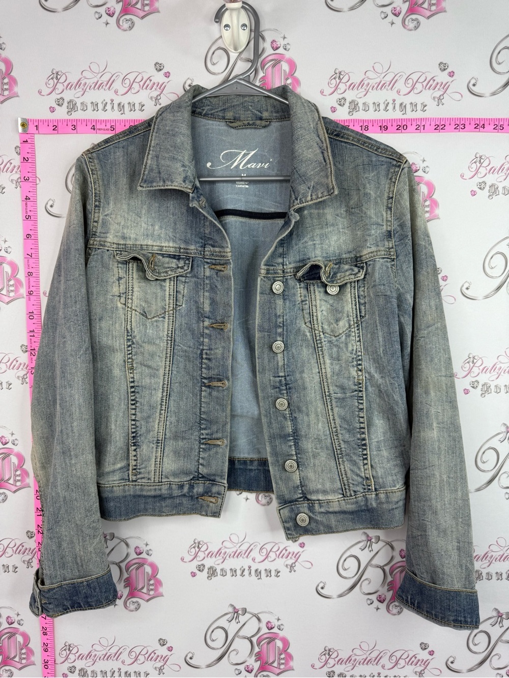 Mavi Jean jacket button up wash light Distressed Light Blue Denim Jacket